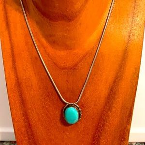 Sterling silver turquoise Necklace 18 inches Vintage estate